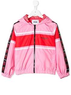 Msgm Kids куртка дизайна колор-блок с капюшоном