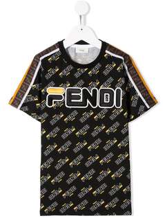 Fendi Kids футболка со сплошным принтом логотипов