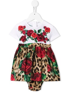 Dolce & Gabbana Kids платье с цветочным и леопардовым принтом