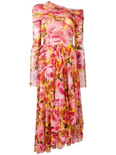 MSGM асимметричное платье с цветочным принтом