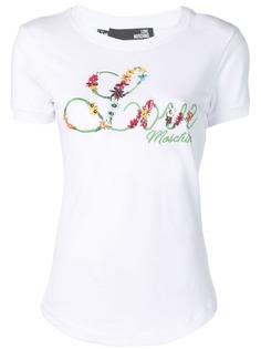 Love Moschino футболка с вышитым логотипом