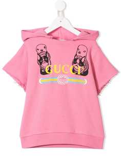 Gucci Kids толстовка с капюшоном и короткими рукавами