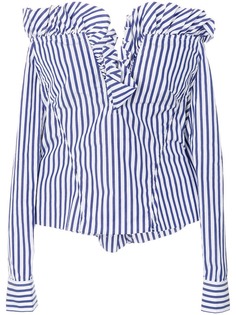 Marquesalmeida полосатая блузка с оборками и открытыми плечами