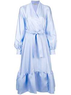 Stine Goya satin ruffled wrap dress