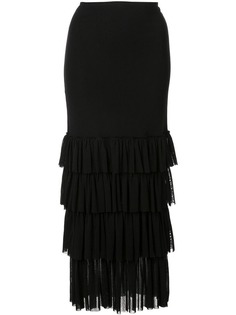 Fuzzi cascading skirt one-shoulder dress