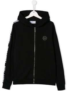 Philipp Plein Junior logo trimmed hoodie