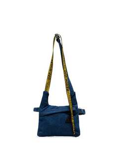 Off-White blue industrial logo strap denim messenger bag