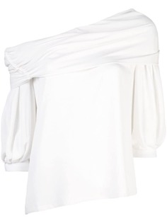 Josie Natori voile one shoulder top