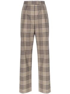 Wright Le Chapelain check print high-waisted straight leg woollen trousers