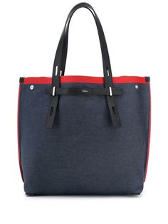 Furla colourblock chambray tote