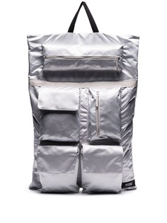 Raf Simons black and silver metallic X Eastpak punk poster print backpack