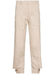 Delada button-cuff linen trousers