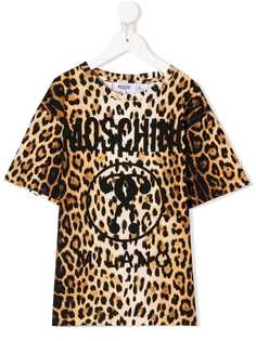 Moschino Kids футболка с леопардовым принтом и логотипом