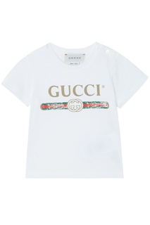 Белая хлопковая футболка Gucci Kids