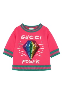 Розовый свитшот с вязаной отделкой Gucci Kids
