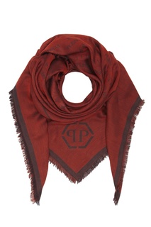 Бордовый шарф с логотипом Philipp Plein