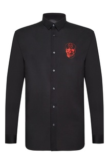 Черная рубашка с вышивкой Philipp Plein