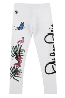 Белые леггинсы с комбинированной отделкой Philipp Plein Kids