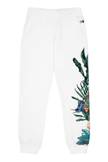 Белые трикотажные брюки с отделкой Philipp Plein Kids