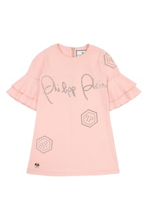 Розовое платье с кристаллами Philipp Plein Kids