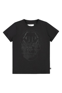 Черная футболка со стразами Philipp Plein Kids