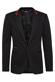 Черный пиджак с контрастной отделкой Philipp Plein