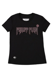 Черная футболка со стразами Philipp Plein Kids