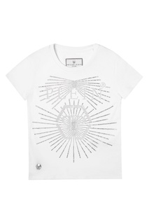 Белая футболка со стразами Philipp Plein Kids