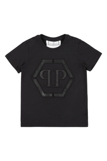 Черная футболка с нашивкой Philipp Plein Kids