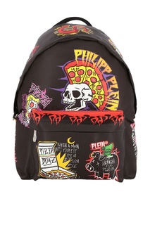 Черный рюкзак с цветным принтом Philipp Plein