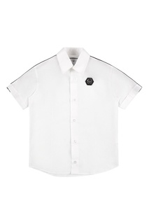 Белая рубашка с контрастным оформлением Philipp Plein Kids