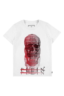 Белая футболка с комбинированным принтом Philipp Plein Kids