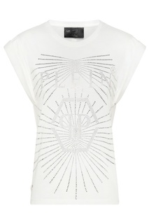 Белая футболка с кристаллами и бантом Philipp Plein