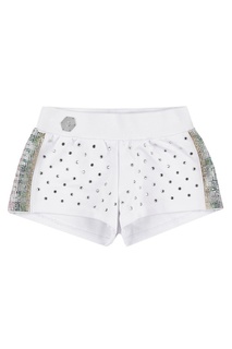 Белые шорты со стразами Philipp Plein Kids