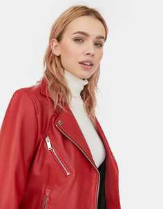 Байкерская кожаная куртка с молниями Stradivarius