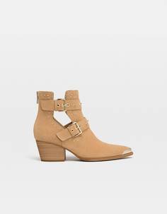 КОЖАНЫЕ ботильоны в ковбойском стиле с вырезами Stradivarius