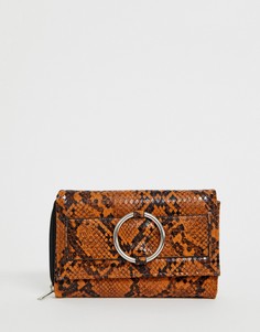 Кошелек со змеиным рисунком и кольцом New Look - Желтый