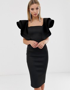 Платье с двойными оборками Lavish Alice signature - Черный