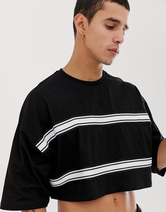 Черный свободный кроп-топ с отделкой лентой ASOS DESIGN - Черный