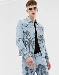 Синяя джинсовая куртка с пальмовым принтом Criminal Damage - Синий
