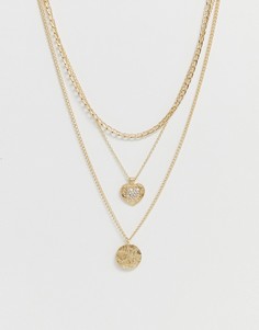Золотистое многорядное ожерелье Monki - Золотой