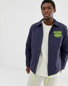 Темно-синяя спортивная куртка с неоновым принтом Pull&Bear - Темно-синий