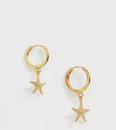 Позолоченные серьги-кольца с дизайном с морской звездой Orelia - Золотой