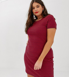 Приталенное платье-футболка в полоску Vero Moda Curve - Мульти