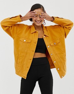 Джинсовая oversize-куртка из органического хлопка горчичного цвета Monki - Желтый