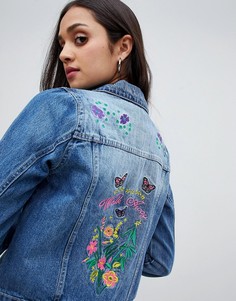 Джинсовая куртка с цветочной вышивкой Brave Soul Rosary - Синий