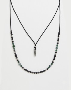 Ярусное ожерелье с бусинами (черный/хаки) ASOS DESIGN - Черный