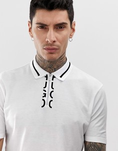 Поло белого цвета с логотипом и молнией HUGO Dolmar - Белый