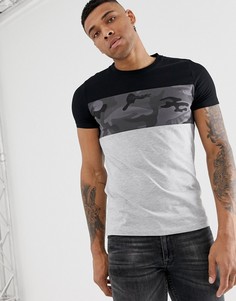 Черная футболка колор блок с камуфляжным принтом Chasin Jeremy - Черный Chasin