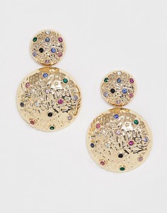 Серьги-подвески с разноцветными камнями Reclaimed Vintage Inspired - Золотой
